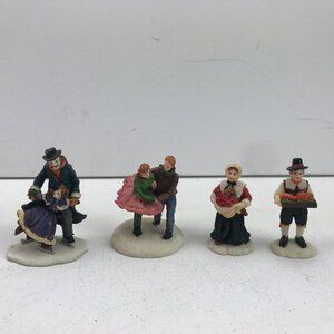 Village People Statues Fall Winter Apples Pumpkins Ice Skating Ceramic